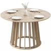 Dining Table, Round, 4-6 People, 120 x 75 cm, Slatted Base, Natural Wood