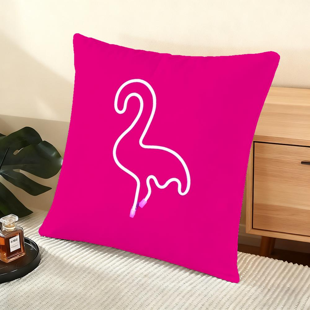 Flamingo Cushion Cover Soft Short Plush Pillow Cover Smooth Cozy Texture Aesthetic Cushion Case Home Decor