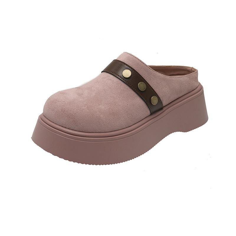 

Повседневные толстоподошвенные однопедальные тапочки Бокен женская верхняя одежда весна и лето новые ретро универсальные с закрытым носком полутапочки 35 розовый