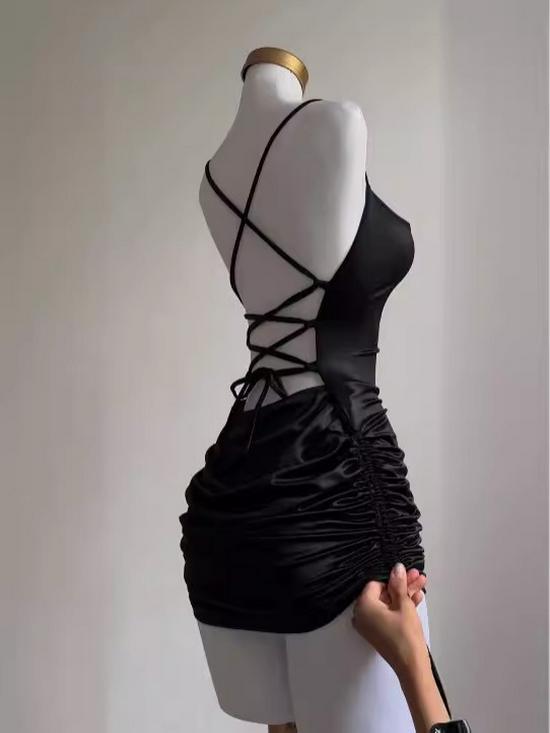 2024 Chic Lace-Up Backless Bodycon Dress - Summer Edition
