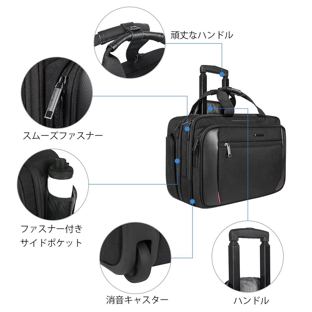 EMPSIGN Business Rolling Laptop Rolling Fits Large Laptop Bag with Carry Support and Silent Perfect for Business Domestic and Black Carry-On Bag, Bag,