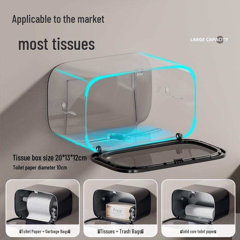 Luxury Wall-Mounted Tissue and Toilet Paper Box - No-Drill, Elegant Pull-Out Design