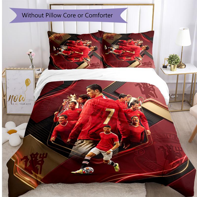 Set Lenzuola Stampate Cristiano Ronaldo 3 Pezzi Copriletto Accogliente Traspirante come Regalo per Inaugurazione Casa o Festa