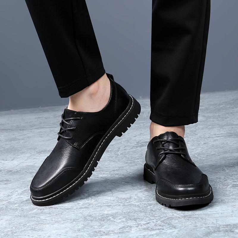 Fashion Classic Black Men's Leather Shoes Minimalist and Versatile Style Office and Driving  Leisure Business Men's Walking Shoes New