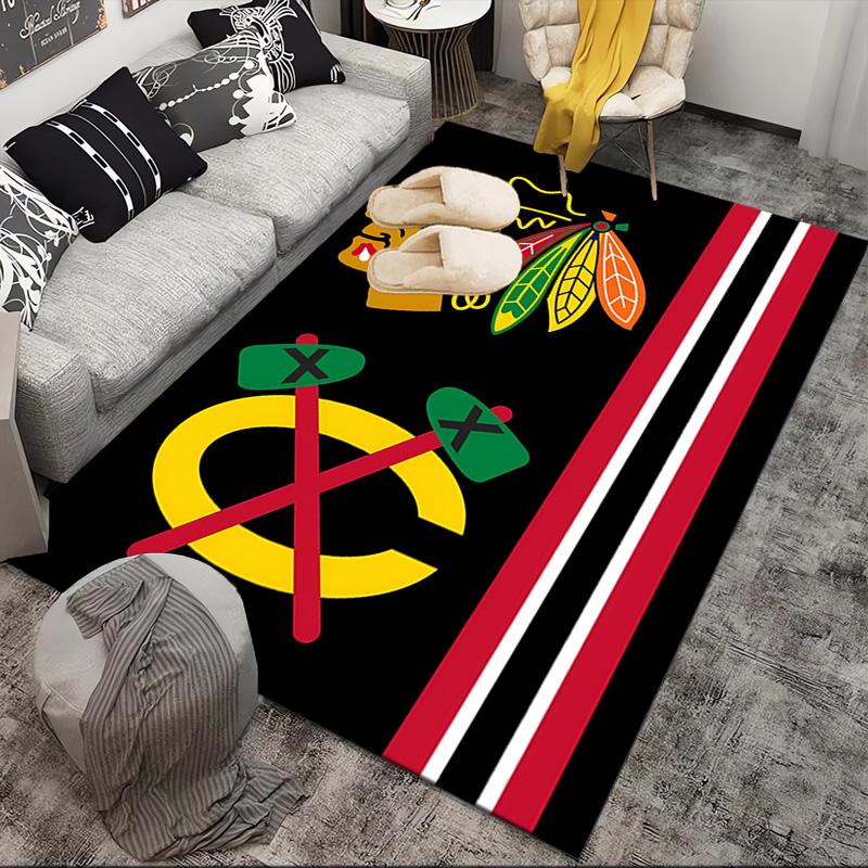 Chicago-Blackhawks Logo Bereichsteppich Geeignet für Innen- und Außenbereiche, Teppiche für Küchen, Häuser, Büros, Wohnzimmer, Heimdekoration, Weihnachtsgeschenk