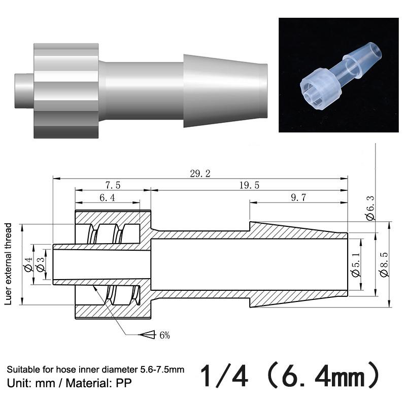 Luer Lock Adapter Pp Material Connector Air Valve Pipe Dispensing Glue Subpackaging Syringe Barrels Fitting