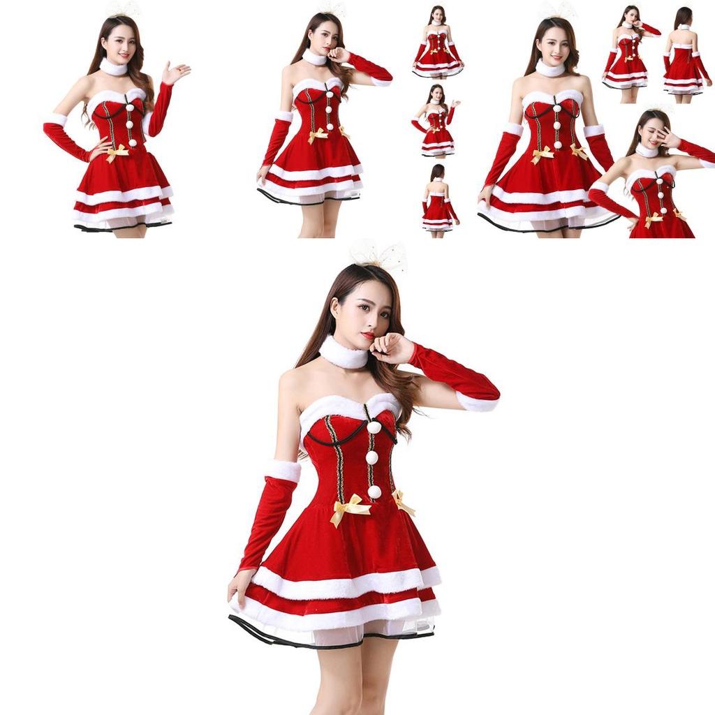 Festive Red Santa Dress Costume For Ladies Soft And Stretchy