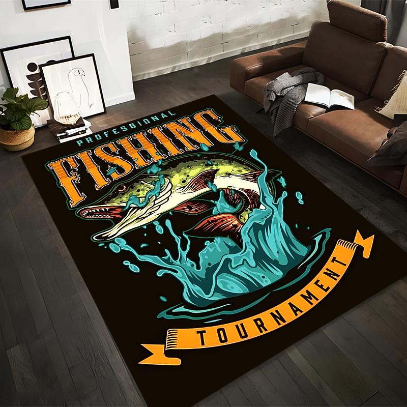 

Professional Fishing Tournament Carpet with Splashing Fish Design Suitable for use as an anti-slip for living room bedroom sofas 40x60cm( 15x23in )