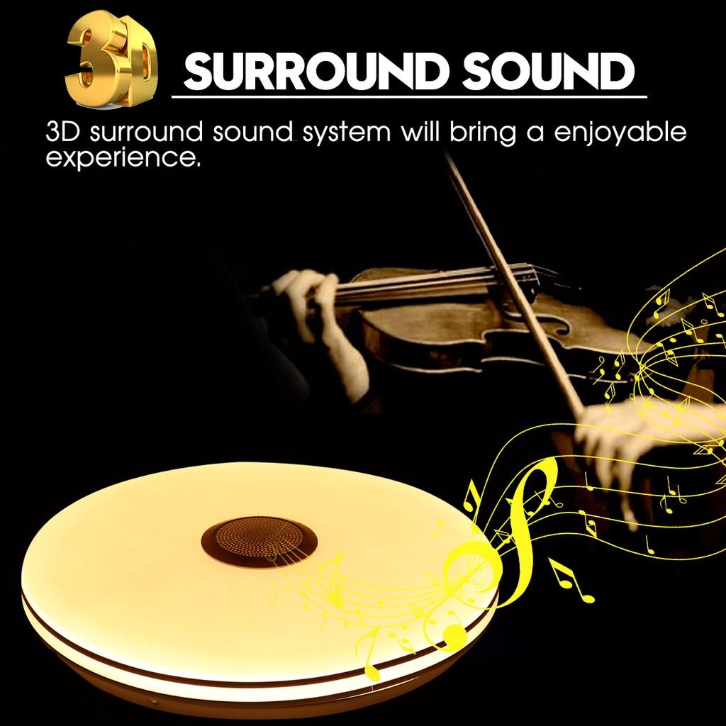 200W Bedroom Smart LED 40cm Dimmable Music Ceiling Light RGB Home Lighting Remote APP Control bluetooth Music Light