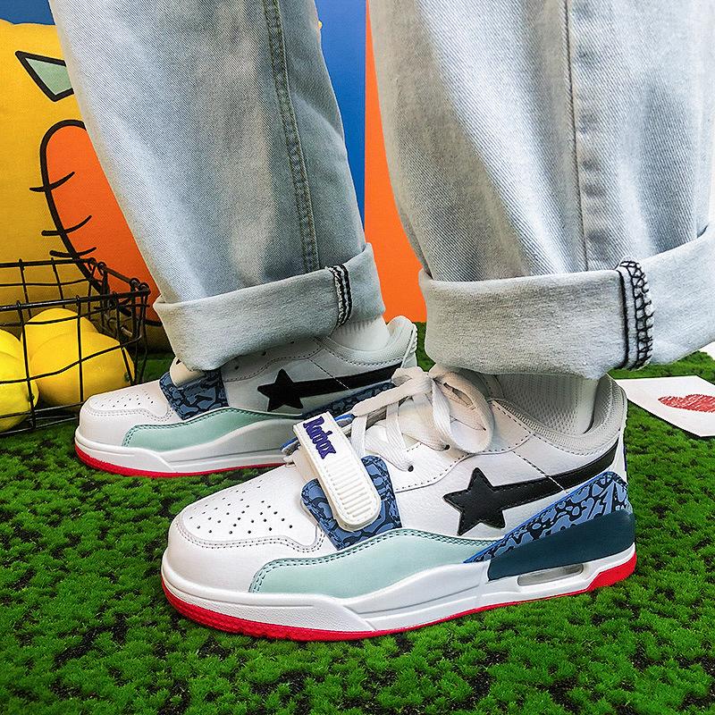 New niche couple air cushion jogging shoes ins Hong Kong style contrast student casual breathable sneakers 36
