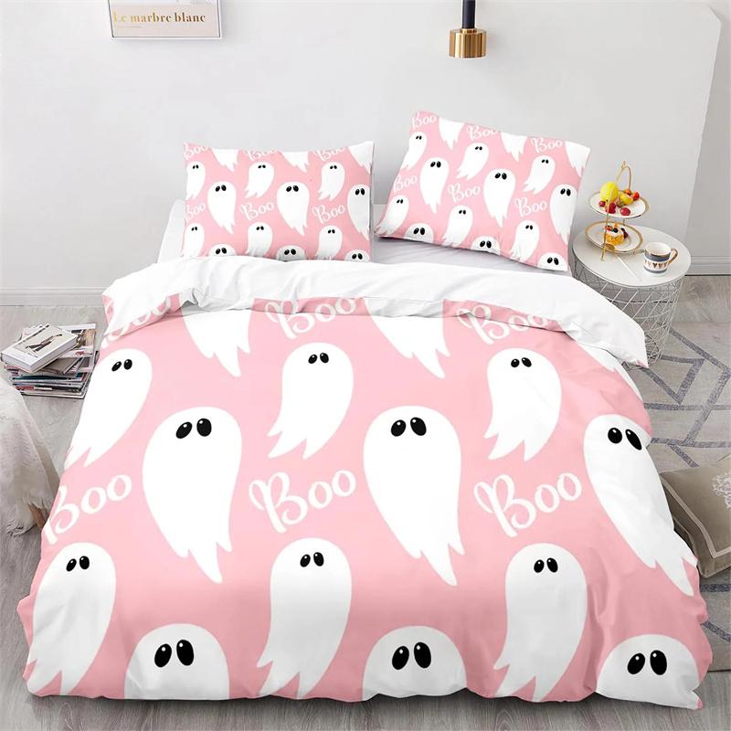 Halloween Boo Duvet Cover Cartoon Eyes for Kids Teens Adults Gift Little Monster Ghost Polyester Quilt Cover Bedroom Decoration