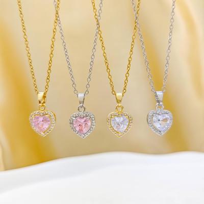 Elegant Heart Pendant Necklace with Rhinestones: Simple, Versatile Design