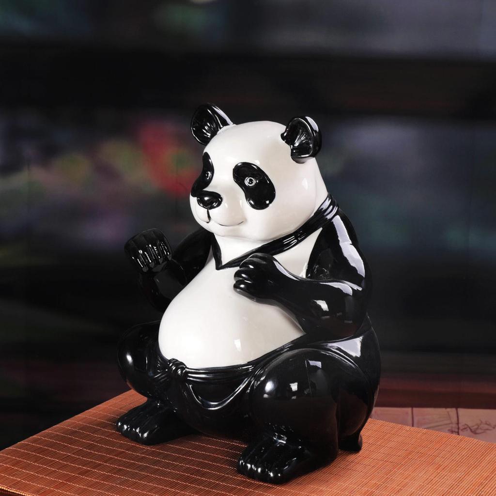 Panda 5 Jin Gold-Plated Ceramic Wine Bottle Ornament