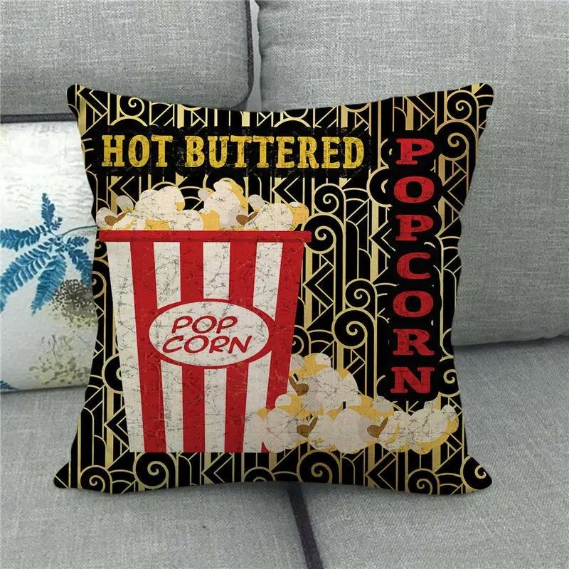 Vintage Cinema Movie Theme Pillow Cover Cushion Cover Film Throw Pillow Case For Home Theater Sofa Decor Peach Skin 1 Pc 40X40