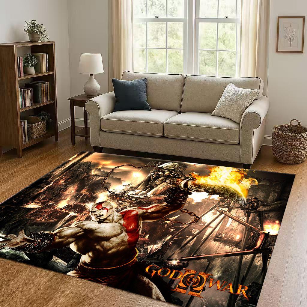 Hra God of War Kratos Kreslený Hráč Obývací pokoj Protiskluzový koberec Měkký koberec do ložnice Herní místnosti Pohovky, Snadno čistitelný Domácí rohožka