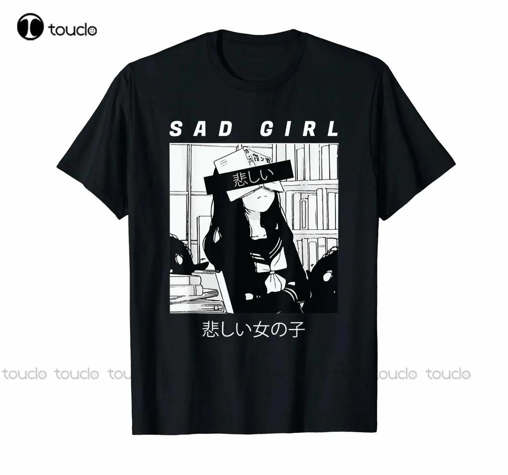 Sad Anime Girl Japanese Babe Otaku Cool Gift TShirt TShirts For Unisex Custom Aldult Teen Unisex Digital Printing Tee Shirts