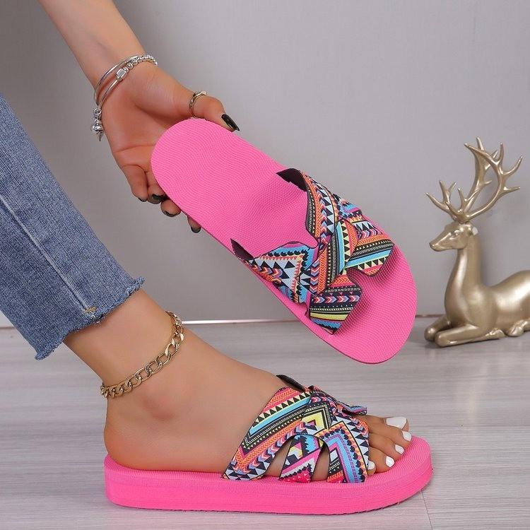 Fashion Summer Slippers Colorful Printed Platform Slippers Comfortable Non-slip Outdoor Beach Shoes Lightweight Women's Shoes Slides