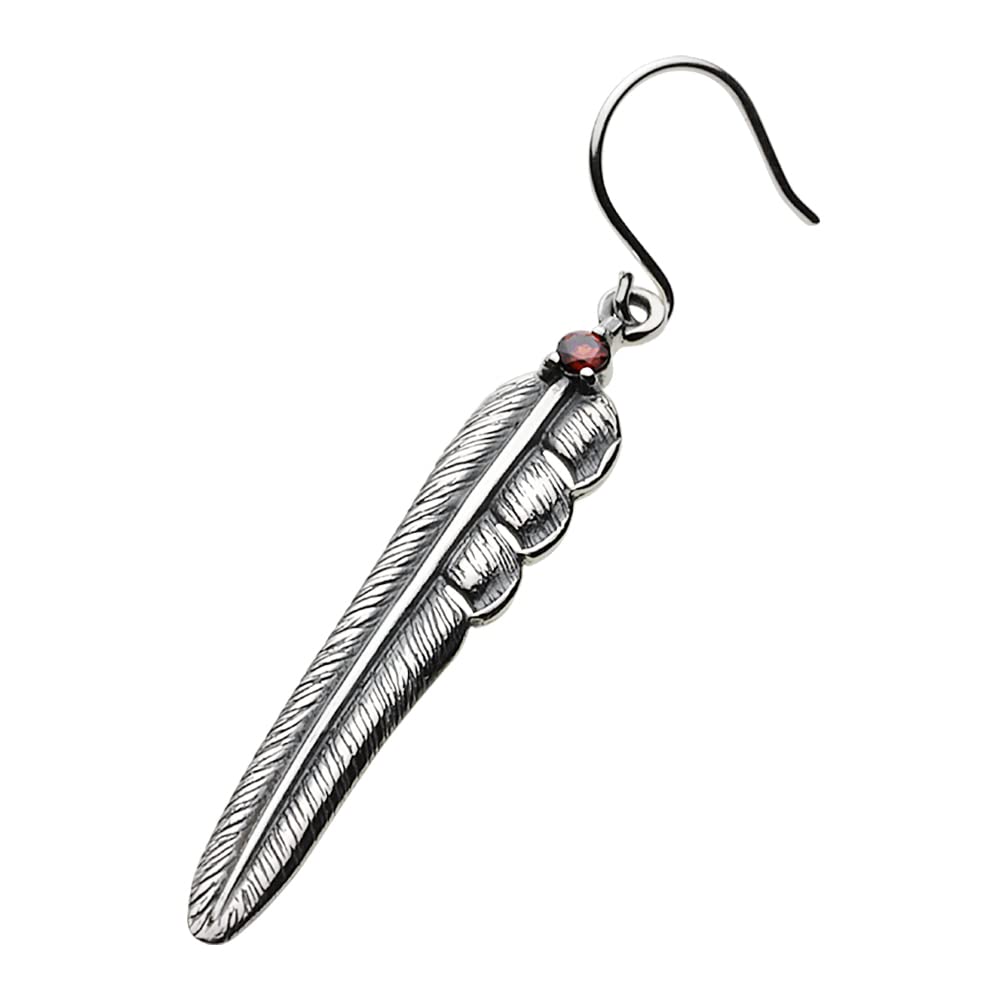 

Серьги-подвески Stone Feather Dangle, гранат, серебро e0610 [Cenote] [925 Accessories]