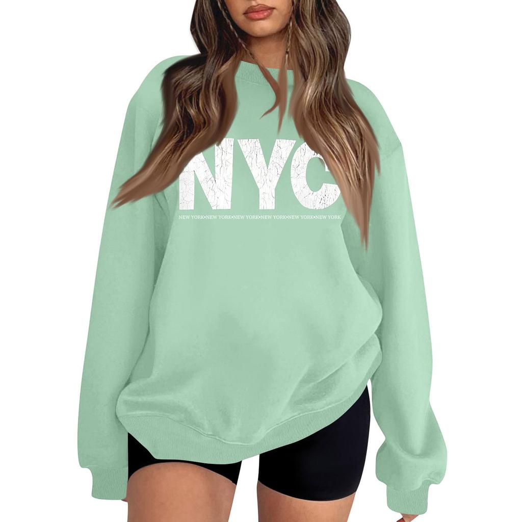 Lightweight Long Sleeve Pullover Sweatshirt for Men and Women Crew Neck Casual Fit Printed NYC Graphic Sweatshirt
