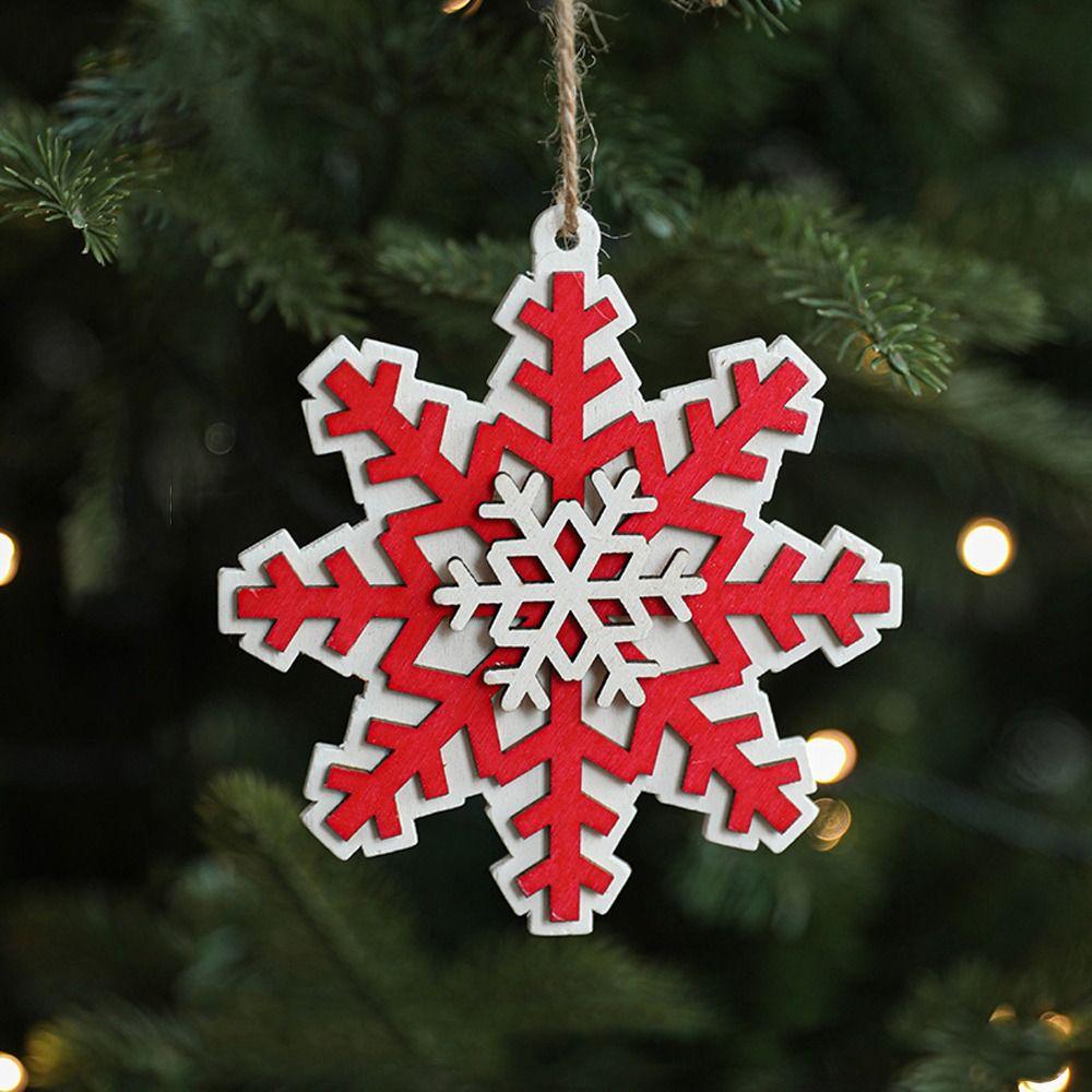

2 шт. Красные белые рождественские деревянные снежинки подвеска новогодние подарки Style 5