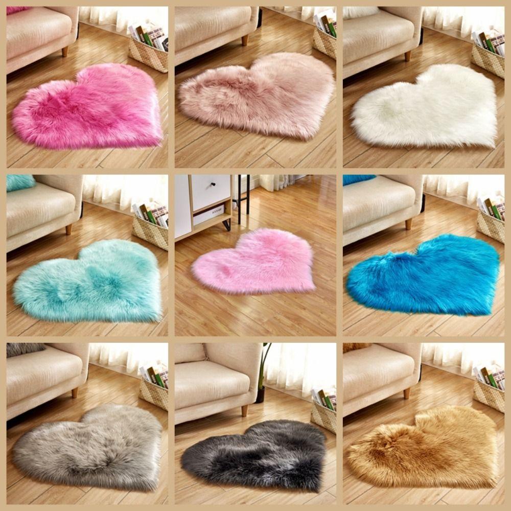 Shaggy Heart Shaped Rug Fluffy Floor Mat Cushion Plush Carpets  Home Decor