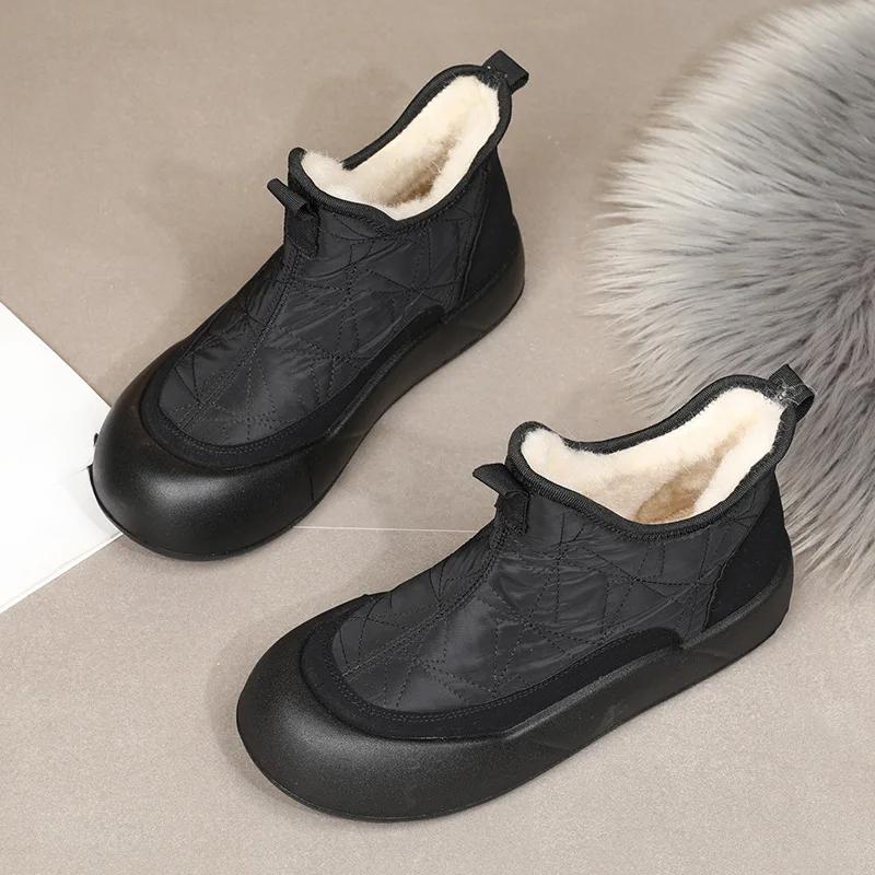 Warm Snow Boots for Women Winter Plush Cotton Padded Shoes 2024 Woman  Leather Ankle Booties Shoes