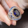 CAOSHI Luxuriös Exquisites Design Zweifarbige Ringe mit Großem Ovalem Zirkonia Temperament Accessoires für Damen Party Schmuck Geschenke