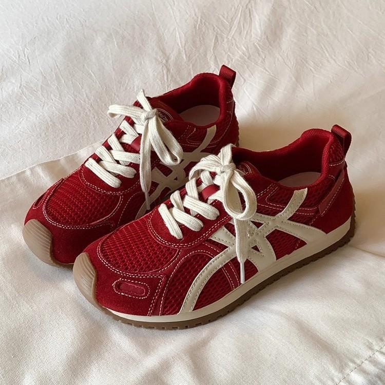 Retro Color Matching Platform Ballet Training Shoes for Women's 2025 New Mesh Breathable and Versatile Sports and Leisure Forrest Gump Shoes