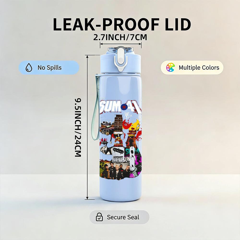 1PC Retro Multi Character Cartoon Colorful Print 750ml Portable Sports Water Bottle Leakproof Gym Outdoor Travel Drink Cup