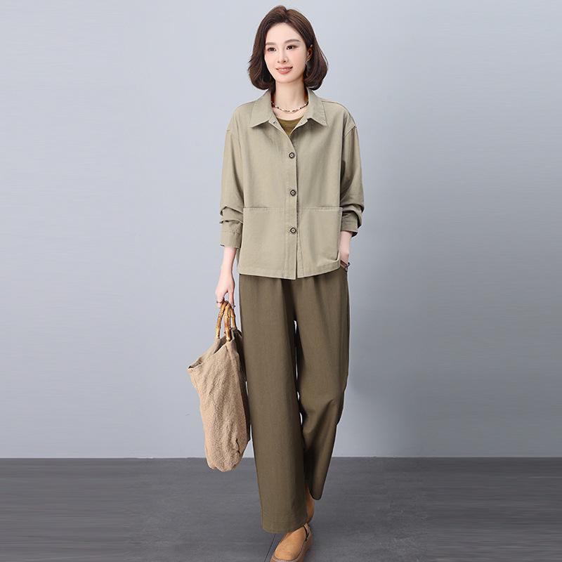 Women's Casual Spring 2025 Fashionable Two-Piece Set - Age-Reducing Outfit for Moms