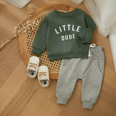 Herbstkleidung für Jungen Kinder Outfits Mode Brief Print Rundhals Langarm Sweatshirts Tops Hosen 2Pcs Casual Kleidung Set