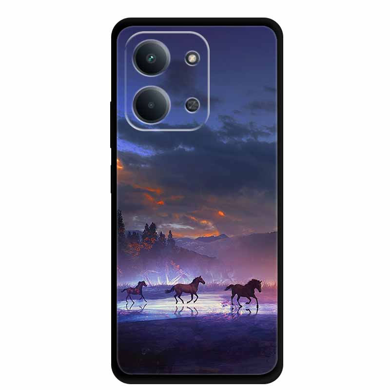 Case For Xiaomi Redmi 15C 5G European Colorful Flower Black Soft Silicone TPU Phone Case For Redmi 15C 4G Shell ProtectionBumper