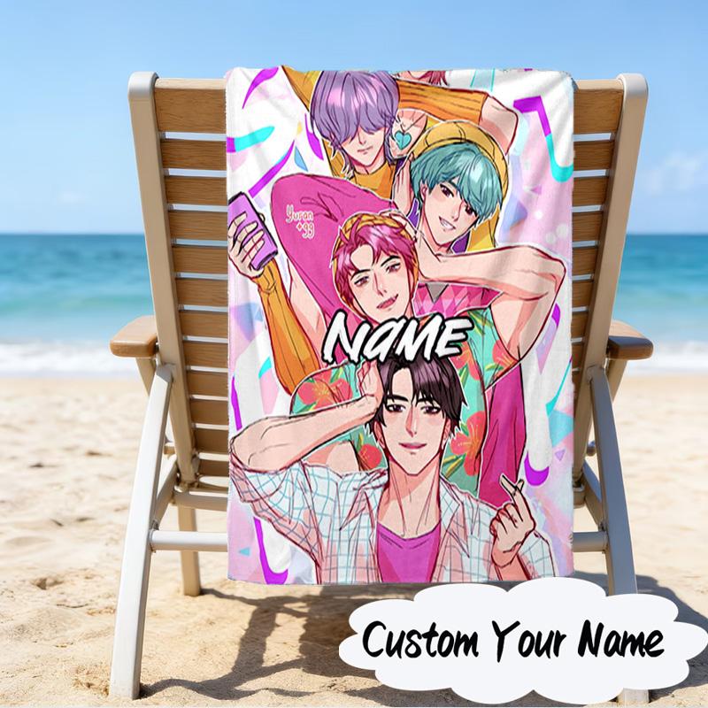 Custom Name KPop Fantasy Night Microfiber Beach Towel Super Soft & Absorbent for Bath, Beach, Travel  Bath Time Accessory, Fan Gifts