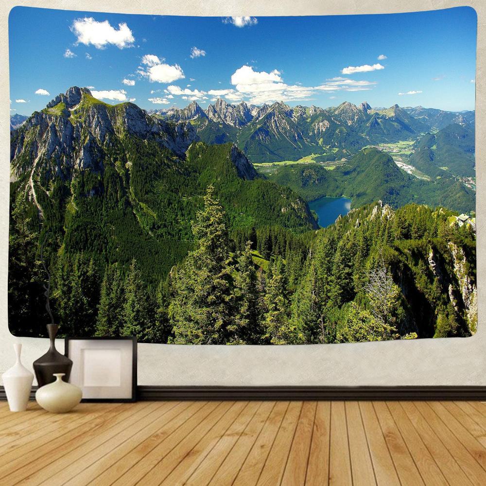 Mountains Tapestry Hanging Cloth, Landscape Wall Hanging Room Decoration Cloth, Ins Tapestry Tablecloth