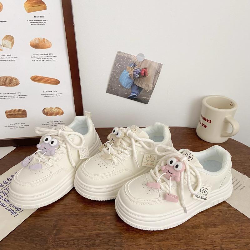 Milk White Muffin Little White Shoes Women's Platform Spring New Niche Bread Shoes Sports Board Shoes