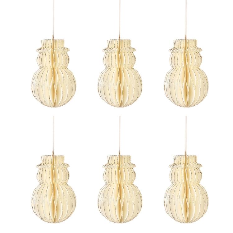Set of 6 Snowman Honeycomb Pendants for Christmas Tree Festives Party Supplies Stylish Hanging Holiday Accessories small
