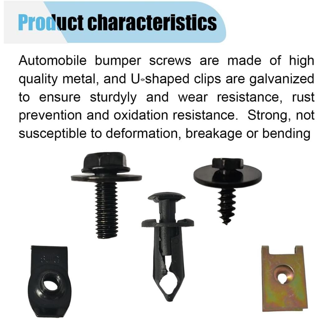 100PCS Automotive Screws and Bolts, Car Body Bolts for Engine Under Cover Splash Shield Guard, Fenders Liner Push Retainer Auto Bumper Clips