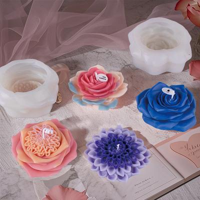 Flower Candle Silicone Mold DIY Realistic Blooming Lotus Rose Beautiful Silicone Mold Warm Home Decoration
