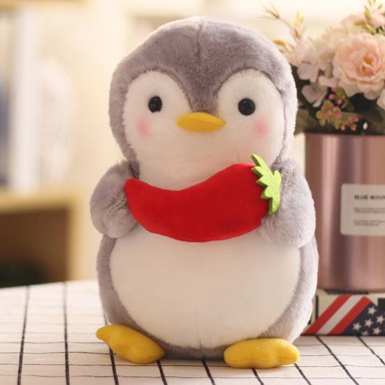 Cute Penguin Hugging Fruit Plush Stuffed Doll Kids Toy Home Decor Valentine Gift