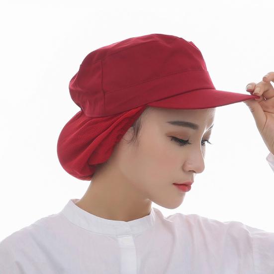 Cappello da Chef Tinta Unita Cotone Traspirante Rete Catering Cameriere Cappello da Cucina per Cucinare