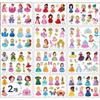 Princess Toddler Kids Tattoo Children's Transfer Sticker Glow-in-the-Dark Sticker 3 Types 2 Pcs Princess I-12 Sheet Set