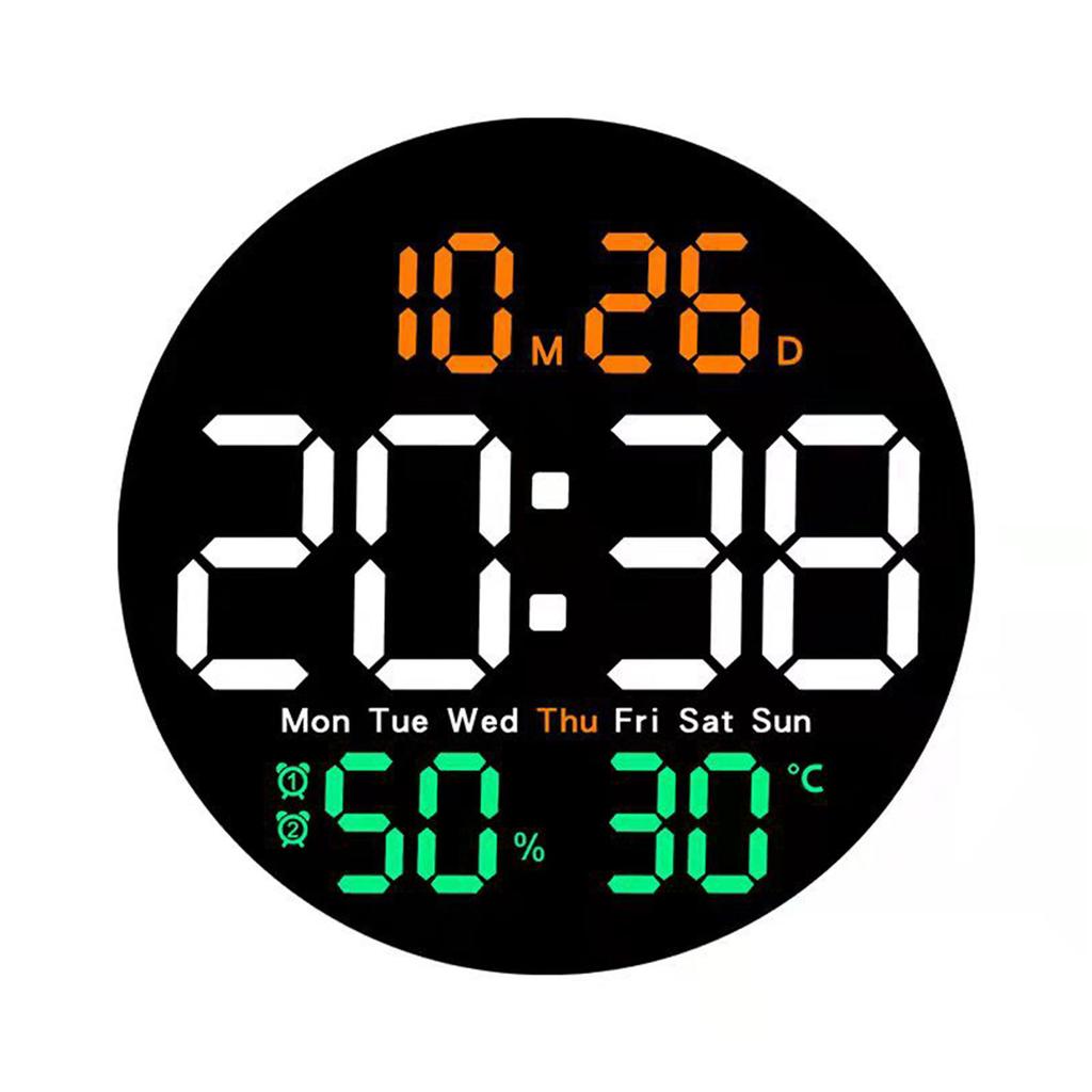 LED Digital Wall Clock Large Display Electronic Alarm Clock Remote Controlled Automatic Backlights Temperature Humidity