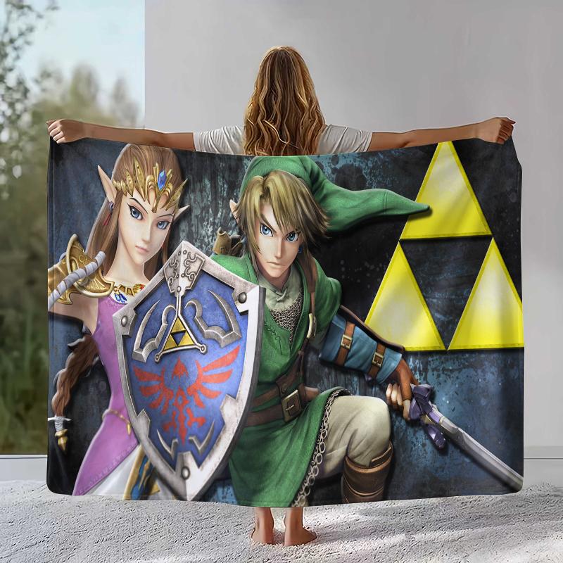 Retro Z-Zelda Cartoon Link Games Flannel Blanket,Ultra Soft Warm Plush Throw for Home Bedroom Bed Sofa Cover Camping Picnic Kid