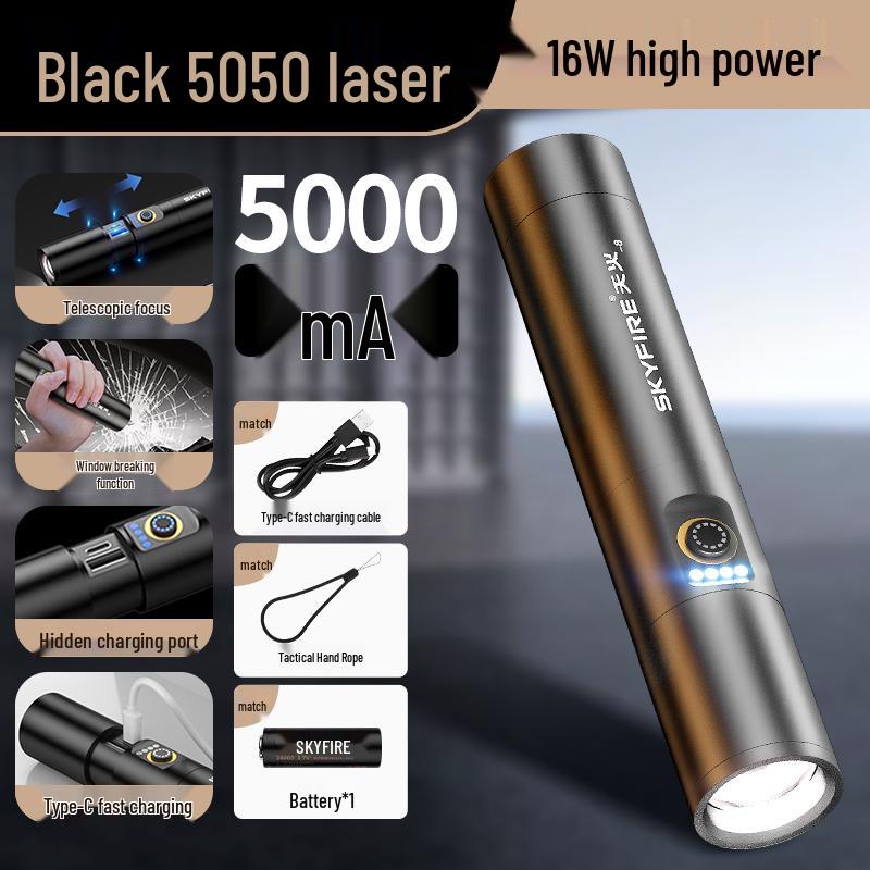 Rechargeable Tactical Flashlight - Super Bright Long-Range Spotlight with Extended Battery Life, Portable for Outdoor and Home Use.