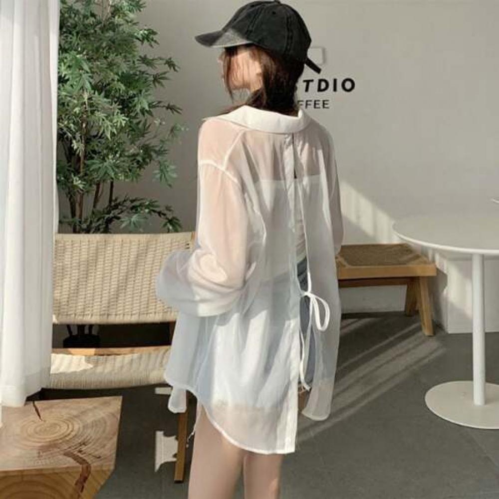 Shop Women Sheer Oversized Blouse Won Wbl Wffjzvx