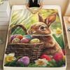 Coperta in Flanella con Stampa di Uova di Pasqua, Alta Qualità, Confortevole per Tutte le Stagioni, Decorazione per la Casa, Calore e Comfort, Perfetta per Regali di Natale