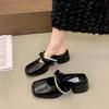 Thick Heel Bag Head Slippers Women's Summer Wear New Versatile Square Head Middle Heel with Half Slippers