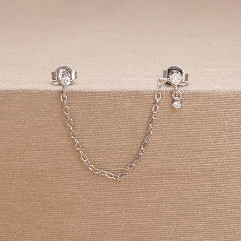 New Stainless Steel round Chain Tassel Ear Line Stud Ximang Seller in Europe and America Simple Style Rings Women