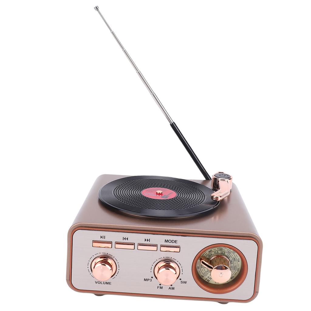 AM FM SW Radio Retro Bluetooth Speaker Rechargeable 1200mAh Battery Record Player Style Speaker for Home Kitchen Outdoor
