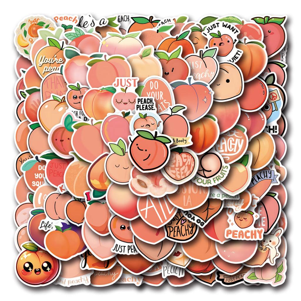 110 Pieces of Fruit Peach Graffiti New Stickers Decorative Skateboard Suitcase Waterproof Stickers